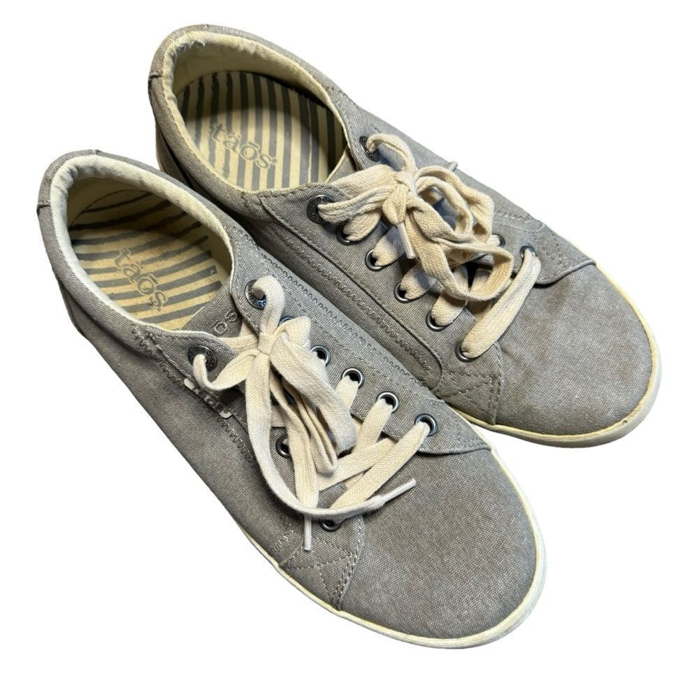 Taos Women's Gray Star Women's Canvas Tie Up Sneakers Streetwear Walking Size 10